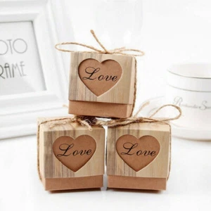 50pcs Kraft Papier Süßigkeiten Schokolade Geschenk Boxen Hochzeit Party Gunst - Bild 1 von 4
