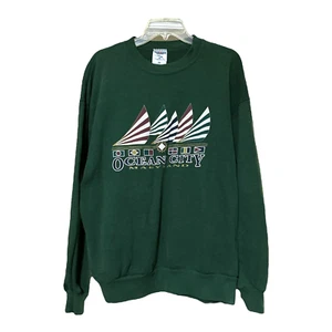 Vintage Ocean City Maryland Womens Green Made in USA Sweatshirt Size XL - Picture 1 of 4