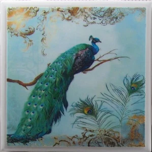 Posavasos de azulejos de cerámica - Pavos reales - Juego de 1 - (Compra 3 y obtén 1 gratis) A - Imagen 1 de 5