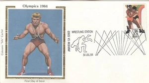 USA Olympische Spiele Los Angeles 1984 Seide Colorano Wrestling Cover Cancel Wrestlin - Bild 1 von 1