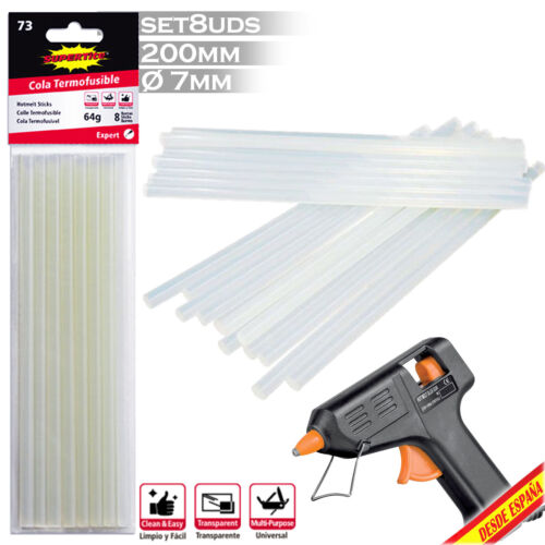 RECAMBIO PISTOLA SILICONA CALIENTE PEGAMENTO 8 BARRAS 7MM X 20CM HOT MELT STICKS