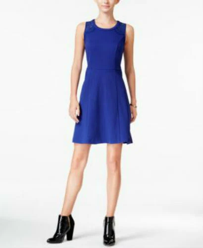 Maison Jules Lace-inset Fit & Flare Dress~Size M~NWT ORG.$79~Bright Sapphire - Image 1 of 1
