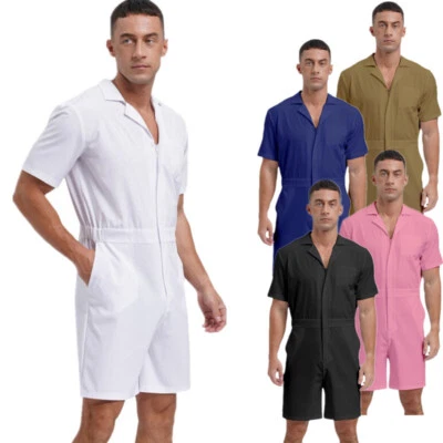 CHICTRY DE Herren Overalls Jumpsuit Kurzarm Arbeitsoverall Schutzanzug Overall Playsuit
