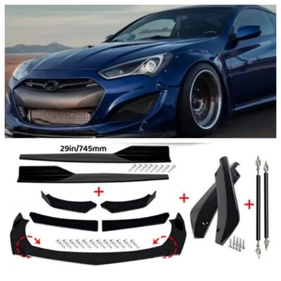 For Hyundai Genesis Coupe Front Splitter Bumper Lip Spoiler Body Kits+Strut Rods — 第 1/4 张图片