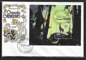 Disney Grenada Grenadines 1980 Christmas FDC,Bambi - Sc # SS 420 -DI 5397 - Picture 1 of 2
