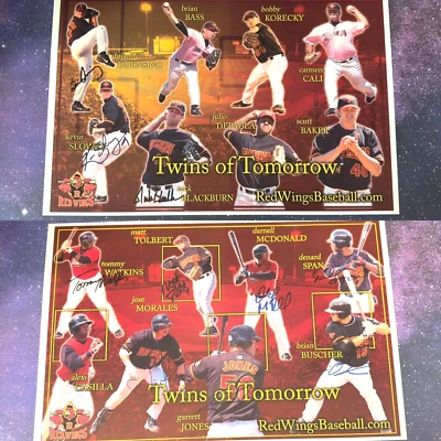 Minnesota Twins of Tomorrow lanzador y bateador firmado 11x17 Rochester Red Wings  Foto 1 de 4