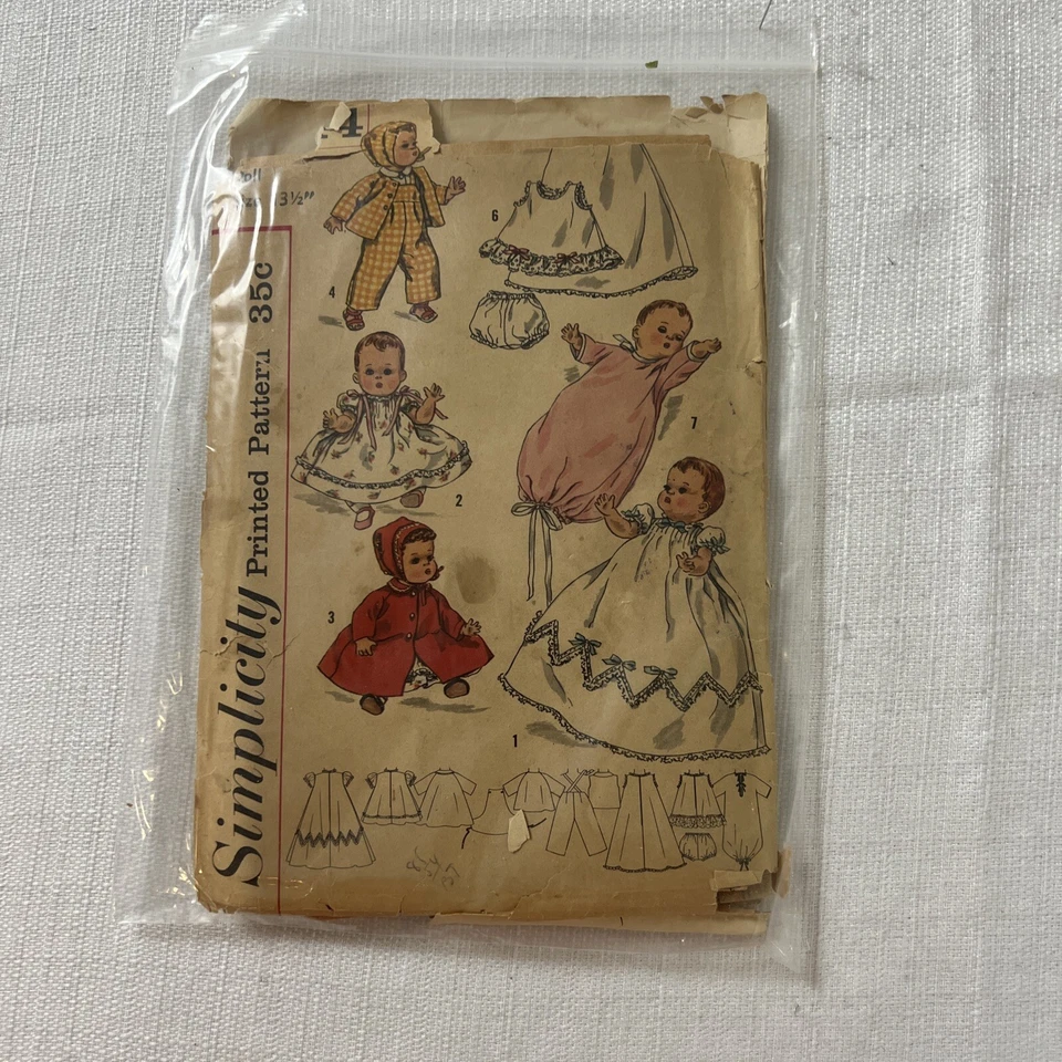 Simplicity Patterns 1844 Doll Wardrobe 13.5” Vintage - Image 1 of 4