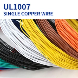 UL1007 PVC Tinned Copper Single Core Wire Cable 18/20/22/24/26 AWG 9 Colors 80℃ - Picture 1 of 8