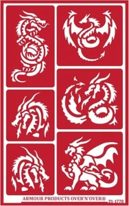 Plantilla de grabado de vidrio reutilizable Armour Over n Over - Dragones - Imagen 1 de 1