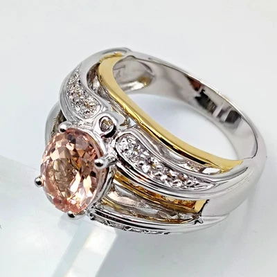Anillo de cóctel Victoria Wieck de plata de ley 925 con topacio rosa y blanco talla 9 Foto 1 de 4