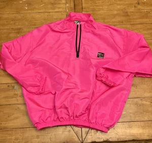 90s Vintage Surf Style Windbreaker Jacket Pullover Mens Neon Pink Y2K One Size - Picture 1 of 11