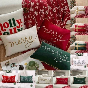 Funda de Cojín Suave Navidad EE. UU. Funda de Almohada Navidad Sofá Decoración del Hogar Almohada de Cintura - Imagen 1 de 19