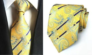 Tie Yellow Blue Paisley Patterned - Picture 1 of 2