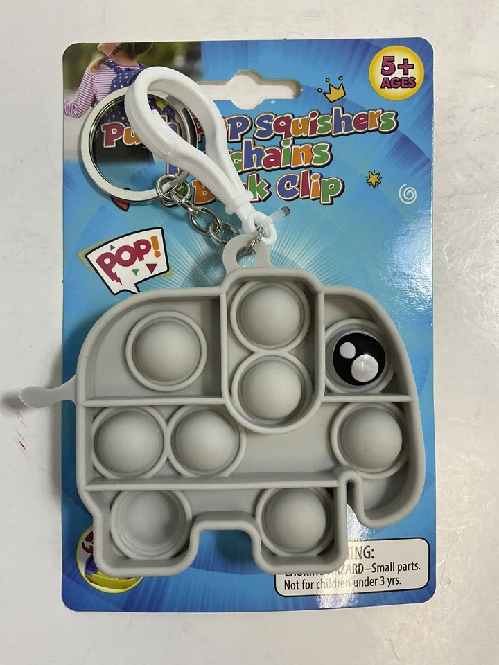 Llavero empujadores push pop y clip trasero elefante gris juguete sensorial inquieto OldGnu Foto 1 de 4