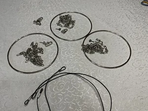 Store Display Fixtures Set Of 3- SECURITY RINGS WITH CHAIN & LOCK SET SILVER - Picture 1 of 3