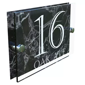 Modern HOUSE PLAQUES / PLAQUE / DOOR / NUMBER / GLASS EFFECT ACRYLIC / Wall Sign - Picture 1 of 9