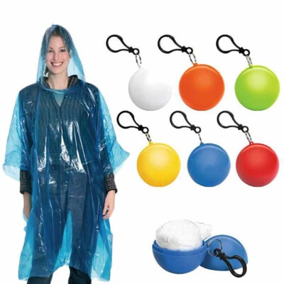 Portable Disposable Raincoat Ball Outdoor Waterproof Camping Rain Cover Keyring - Image 1 of 4
