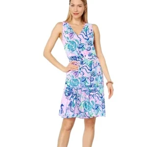 NWT Lilly Pulitzer Lorina V-Neck Swing Dress Lilac Freesia Mermaid for You S & M - Picture 1 of 13