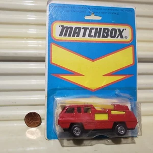 Matchbox 1980s MB22 Red BLAZE BUSTER BLACK BasePlate BULGARIA Casting NuInBblPak - Picture 1 of 10