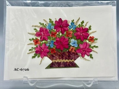 Handmade Pressed Dried Real Flower Greeting Card - Floral Arrangement - Image 1 of 4