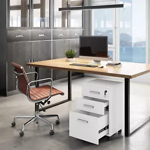 File Cabinet 3 Drawers Rolling Mobile Filing Cabinet with 1 Lock under Desk File - Picture 1 of 20