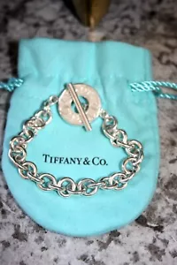 Pulsera Tiffany Co Plata Esterlina Redonda Círculo Palanca 7.75" Con Bolsa - Imagen 1 de 5