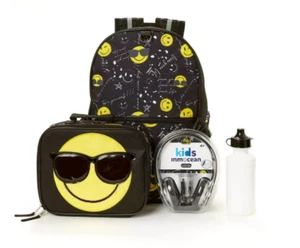 Kids' Headphone, Lunch bag, 17" Backpack Value Set - Smiley Cool Emoji, Inmocean - Picture 1 of 6