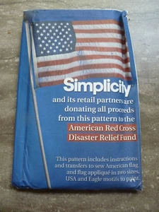 Simplicity American Flag Transfer & Applique Collectible Pattern 0676 New 2 size - Picture 1 of 2