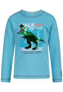 SALT AND PEPPER Shirt Dinosaurier Wendepailletten blue Gr.116/122 SOMMER 25 NEU - Bild 1 von 3