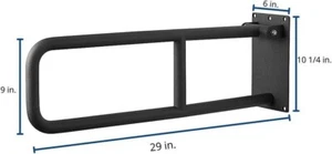 CSI Bathware 29" Flip Down, Swing Up Haltegriff, Edelstahl, mattschwarz - Bild 1 von 2