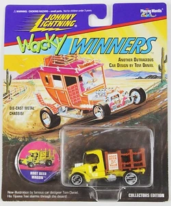 Johnny Lightning Wacky Winners ROOT BEER WAGON on Card with Coin 1996 Limited - Picture 1 of 4