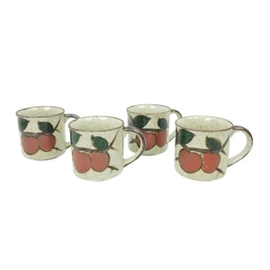 Otagiri Coffee Mugs Cups Set 4 Vintage 10 oz Apple Peach Tomato Fruit Stoneware - Picture 1 of 14