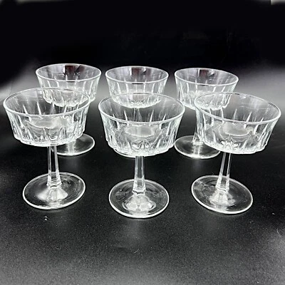 Set di 6 bicchieri a calice in cristallo anni 70 da champagne coppa Vintage - Immagine 1 di 4