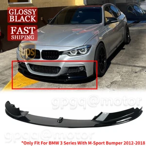 For BMW F30 F31 3 Series M Sport 2012-2018 Gloss Black Front Bumper Lip Splitter - Picture 1 of 8