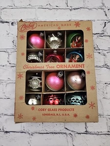 Vintage Christmas Mercury Glass 3D Indent Diorama Ornaments Brushed Japan 1950s - Picture 1 of 10