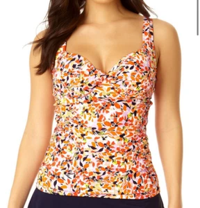 Anne Cole Damen Retro Twist Bügel Tankini Oberteil Koralle Ditsy Print 34DD/36D - Bild 1 von 4