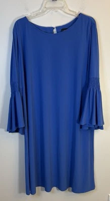 Vestido recto azul LANE BRYANT 22/24 azul real mangas campana 3/4 jersey elástico Foto 1 de 4