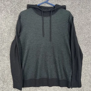 Smartwool Sweater Mens Medium Black Green Hooded Pullover Wool Blend Knit Casual - Picture 1 of 8