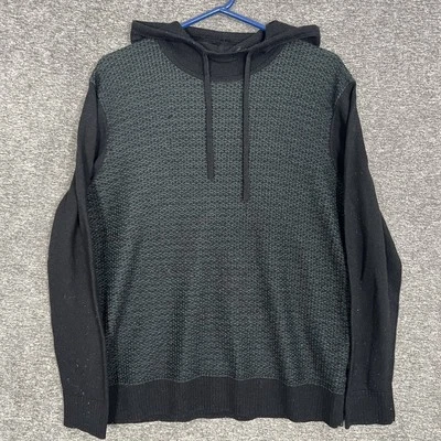 Smartwool Sweater Mens Medium Black Green Hooded Pullover Wool Blend Knit Casual - Image 1 of 4