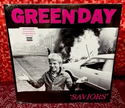 2024 Green Day “Saviors” Limited Edition 1/2Black-1/2 Hot Pink Vinyl LP (Sealed) - Image 1 of 4