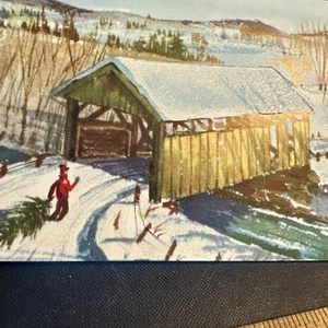 Tarjeta de Navidad De Colección Mcm People Augie Napoli Artista Brillo Puente Cubierto - Imagen 1 de 9