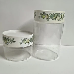 Vintage Pyrex Spice of Life Round Glass Canister Jars  7.5" & 4" Set of 2 USA - Picture 1 of 13
