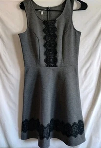 NEW! Maurices Grey Sleeveless Black Lace Detail Sheath Dress Women's Size Medium - Picture 1 of 6