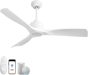 132 Cm Ventilatore Da Soffitto Con Illuminazione LED per Veranda, Pale ABS Opaco - Foto 1 di 12