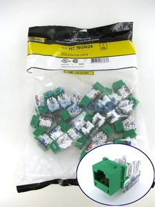 Hubbell HXJ6GN24 XCelerator Cat6 Jack, Verde Paquete de 24 ~STSI - Imagen 1 de 4