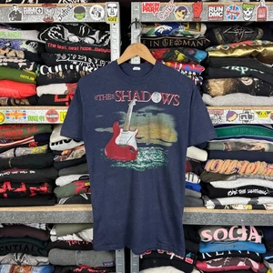 VINTAGE 1986 THE SHADOWS UK TOUR BAND T-SHIRT CLIFF RICHARD STRATOCASTER Sz L - Picture 1 of 7