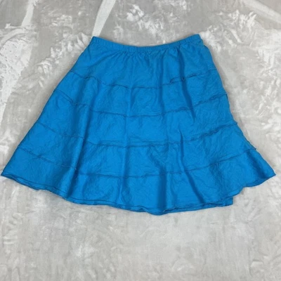 Soft Surroundings Skirt Womens PS Blue Linen Pull On Tiered Fairy Boho Whimsical - Image 1 of 4
