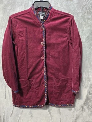 Koos Of Course! Womens 1x Reversible Shacket Jacket Corduroy Pockets Burgundy - Image 1 of 4