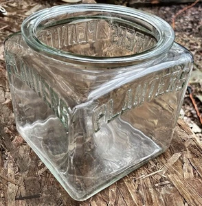 Vtg 1930`S Planters Peanuts General Store Counter Square Glass Jar - Picture 1 of 10