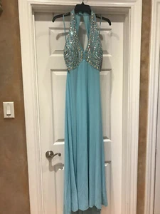 USA Women Formal Evening Long Cocktail Dress Blue - Picture 1 of 4